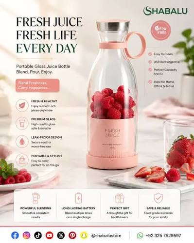 Electric Juicer Blender Mixer (USB Rechargeable